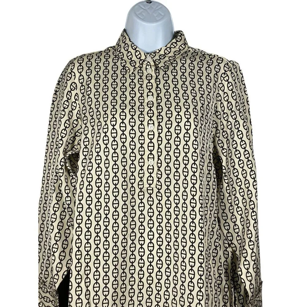 J.CREW Women's Amelia Popover Shirt‎ Dress in Vintage Links Prints Long Sleeve S